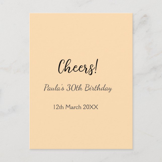 Carte Postale Joyeux 30e anniversaire nom date simple minimal  (Devant)
