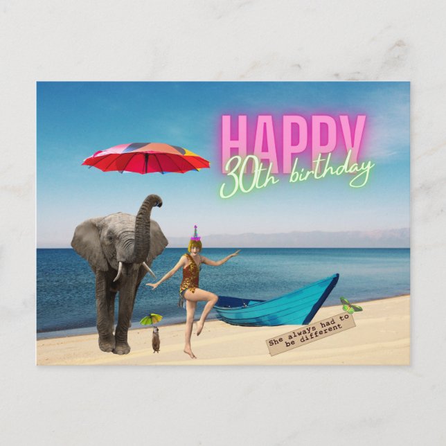 Carte Postale Joyeux 30ème anniversaire amusant et funky (Devant)