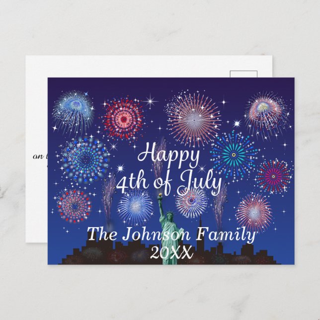 Carte Postale Joyeux 4 juillet à New York (Devant / Derrière)