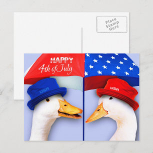 Carte Postale Joyeux 4 juillet. Drôle canards patriotiques