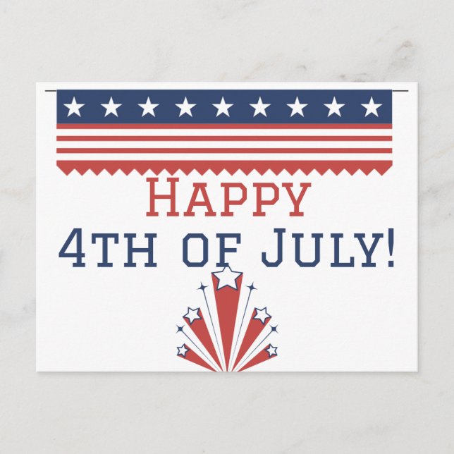 Carte Postale Joyeux 4 juillet fête de l'Indépendance  (Devant)