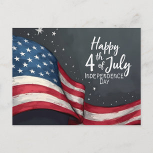 Carte Postale Joyeux 4 juillet Illustration d'art de drapeau vin