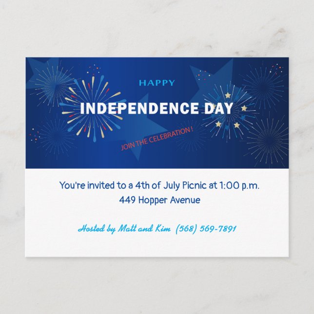 Carte Postale Joyeux 4 juillet Jour de l'indépendance américaine (Devant)