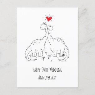 Carte Postale Joyeux 50e anniversaire de Mariage couple Dinosaur