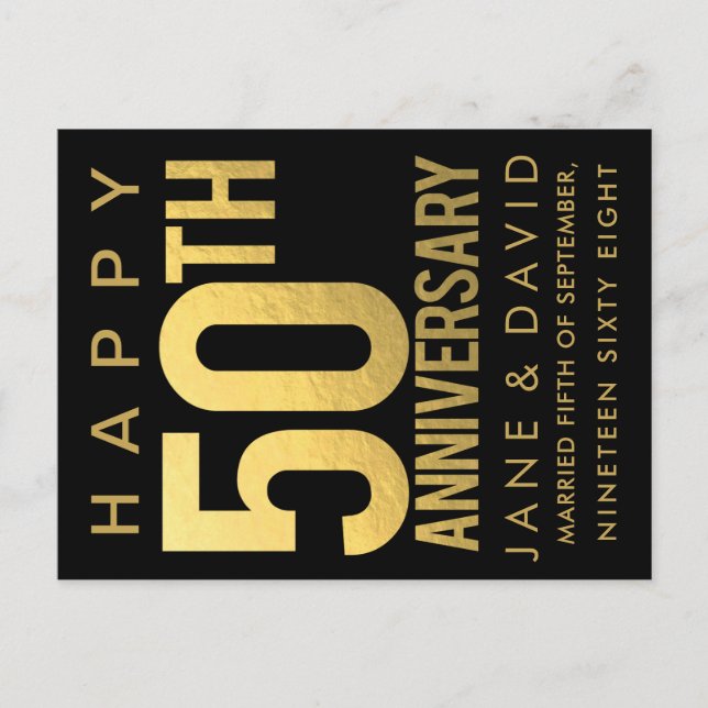 Carte Postale Joyeux 50e anniversaire de mariage personnalisé (Devant)