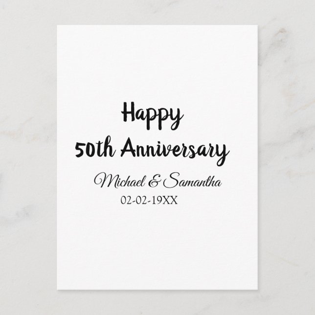 Carte Postale Joyeux 50e anniversaire nom couple date mariage (Devant)