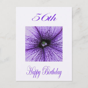 Carte Postale Joyeux 56e anniversaire pourpre fleurs