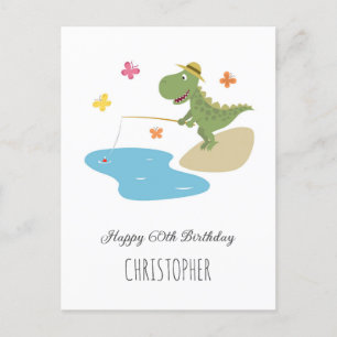 Carte Postale Joyeux 60ème anniversaire mignonne Dinosaur Dinosa