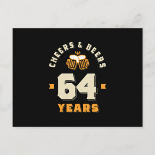 Carte Postale Joyeux 64e anniversaire et bières pour 64 ans drôl