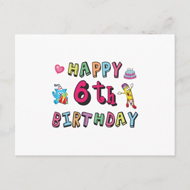 Carte Postale Joyeux 6e anniversaire 6 ans surprise d'anniversai (Devant)