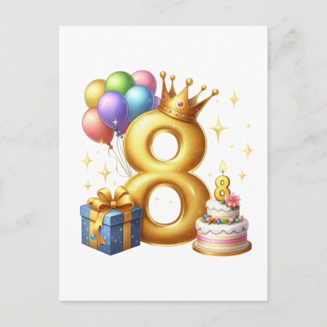 Carte Postale Joyeux 8e Anniversaire (Devant)