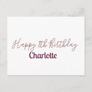 Carte Postale joyeux 8e anniversaire jaune maron nom date rétro