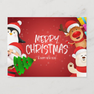 Carte Postale Joyeux animaux de Noël