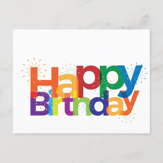Carte Postale Joyeux anniversaire (Happy Birthday Text with Colorful Letters!)