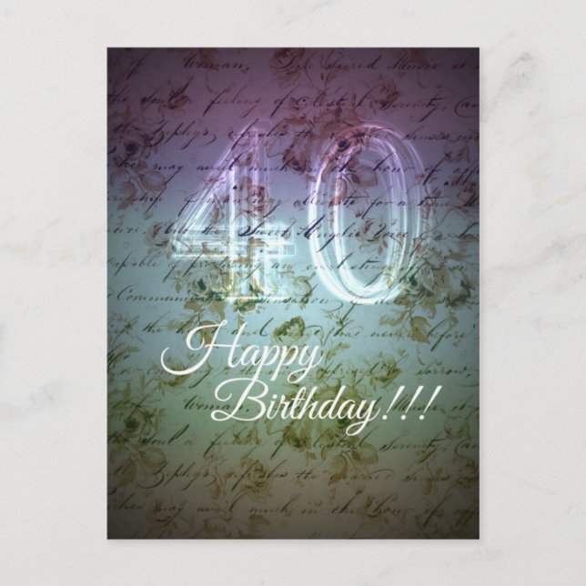 Carte Postale Joyeux Anniversaire!!! 40 ans (Devant)