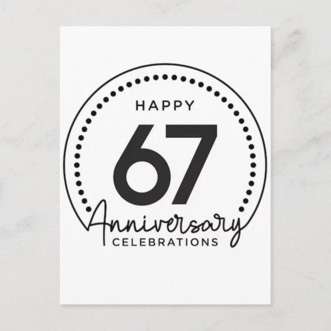 Carte Postale Joyeux anniversaire, 67 ans, six sept anniversaire (Devant)