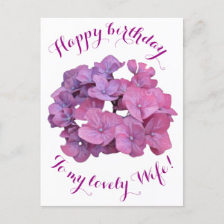 Carte Postale Joyeux anniversaire à la femme joli fleurs roses a