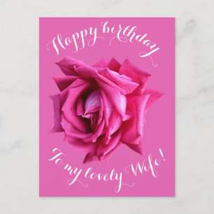 Carte Postale Joyeux anniversaire à la femme rose rose chaud amo