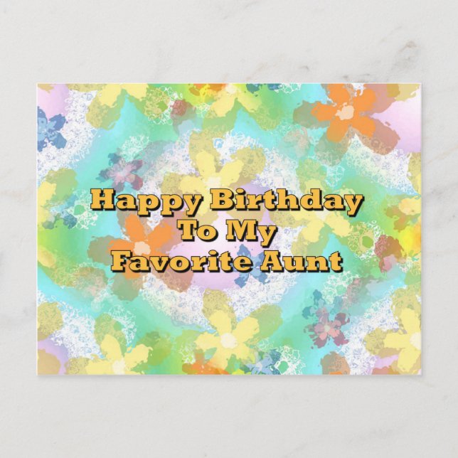 Carte Postale Joyeux Anniversaire À Ma Tante Préférée (Devant)