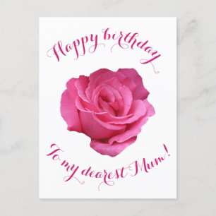 Carte Postale Joyeux anniversaire à maman joli rose rose amour f