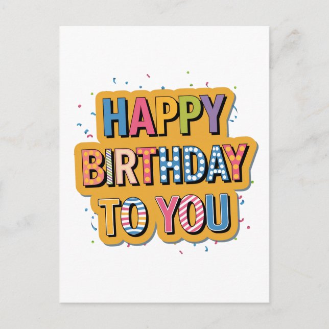 Carte Postale Joyeux anniversaire à motifs (Devant)