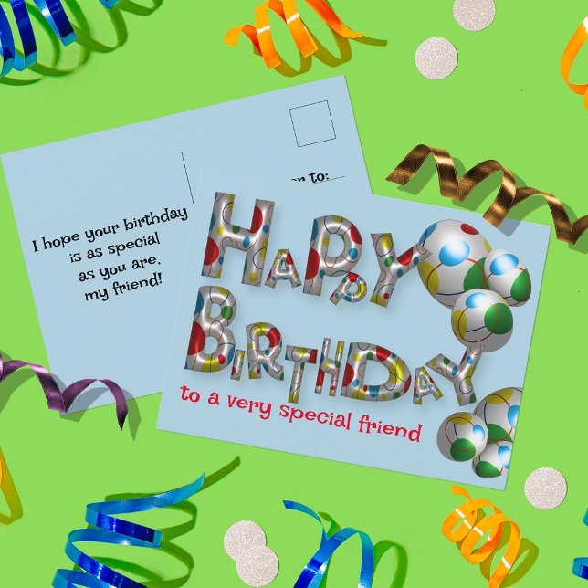 Carte Postale Joyeux Anniversaire À Un Ami Très Spécial Typograp (Créateur téléchargé)