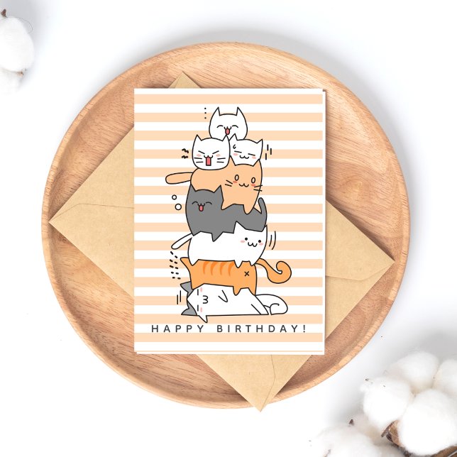 Carte Postale Joyeux Anniversaire à un Tas de Chats Mignons (Créateur téléchargé)