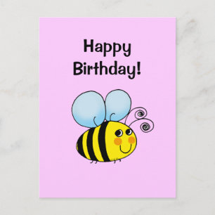 Carte Postale Joyeux anniversaire ! (abeille boursouflée)
