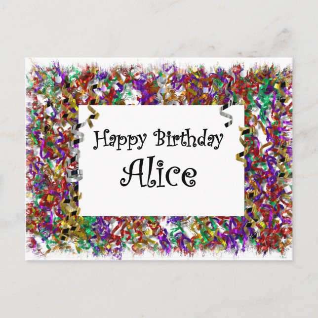 Carte Postale Joyeux Anniversaire Alice (Devant)