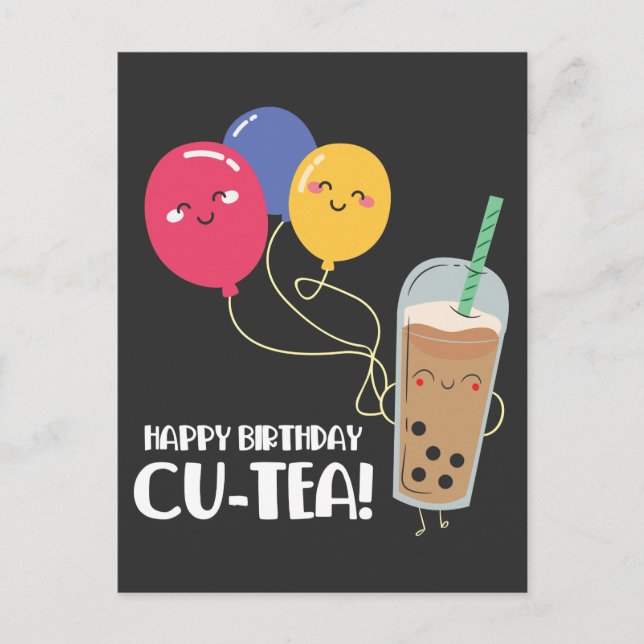 Carte Postale Joyeux Anniversaire Ami Célébration de Bubble Tea  (Devant)