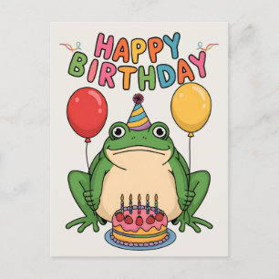 Carte Postale Joyeux Anniversaire Amis Famille Drôle Grenouille