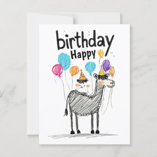 Carte Postale Joyeux Anniversaire Amusant avec un Cheval Mignon 