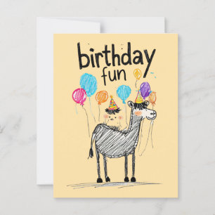 Carte Postale Joyeux Anniversaire Amusement avec un Cheval Migno