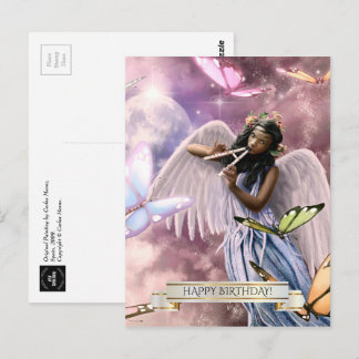 Carte Postale Joyeux anniversaire. Angel avec papillons