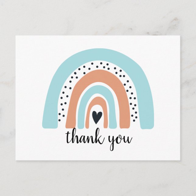 Carte Postale Joyeux Anniversaire Arc-en-ciel Bleu Pêche (Devant)