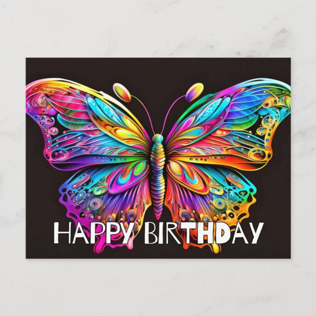 Carte Postale Joyeux Anniversaire Art Papillon Design (Devant)