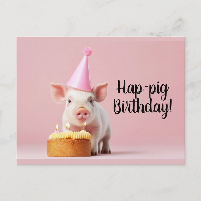 Carte Postale Joyeux anniversaire au cochon ! (Devant)