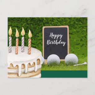 Carte Postale Joyeux anniversaire au golfeur avec balle de golf 