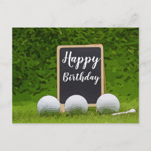 Carte Postale Joyeux anniversaire au golfeur avec balle de golf