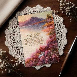 Carte Postale Joyeux Anniversaire au Lac de District 1917