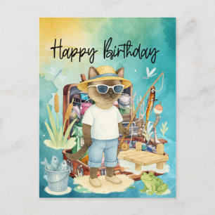 Carte Postale Joyeux anniversaire aux amateurs de pêche 