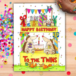 Carte Postale Joyeux Anniversaire aux Jumeaux