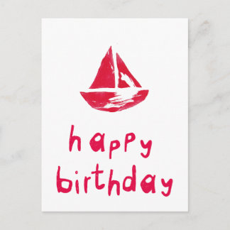 Carte Postale Joyeux Anniversaire avec bateau