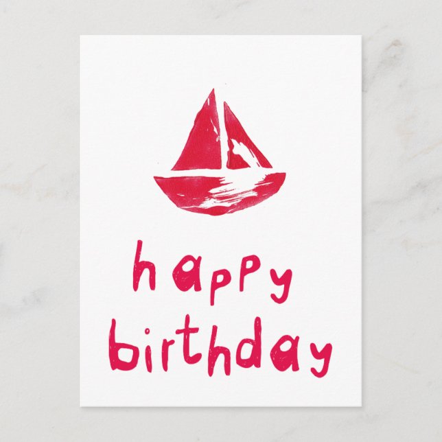 Carte Postale Joyeux Anniversaire avec bateau (Devant)