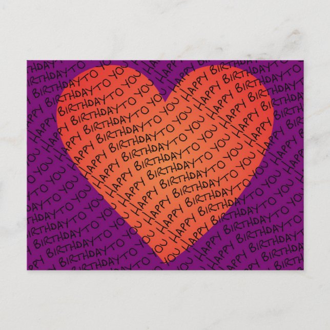 Carte Postale Joyeux anniversaire avec coeur (Devant)