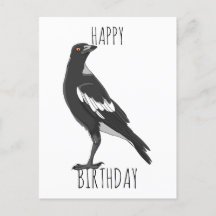 Carte postale Joyeux Anniversaire avec Magpie aust