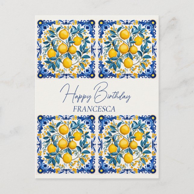 Carte Postale Joyeux Anniversaire Avec 💛 nom 💚 Beau Azulejo (Devant)