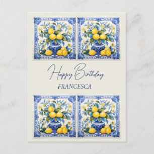 Carte Postale Joyeux Anniversaire Avec 💛 nom 💙 Beau Azulejo