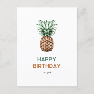 Carte Postale Joyeux anniversaire avec un ananas rétro vintage
