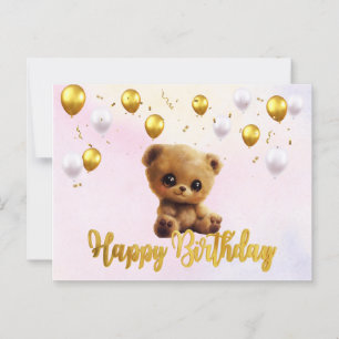 Carte postale "Joyeux Anniversaire" avec un ours e